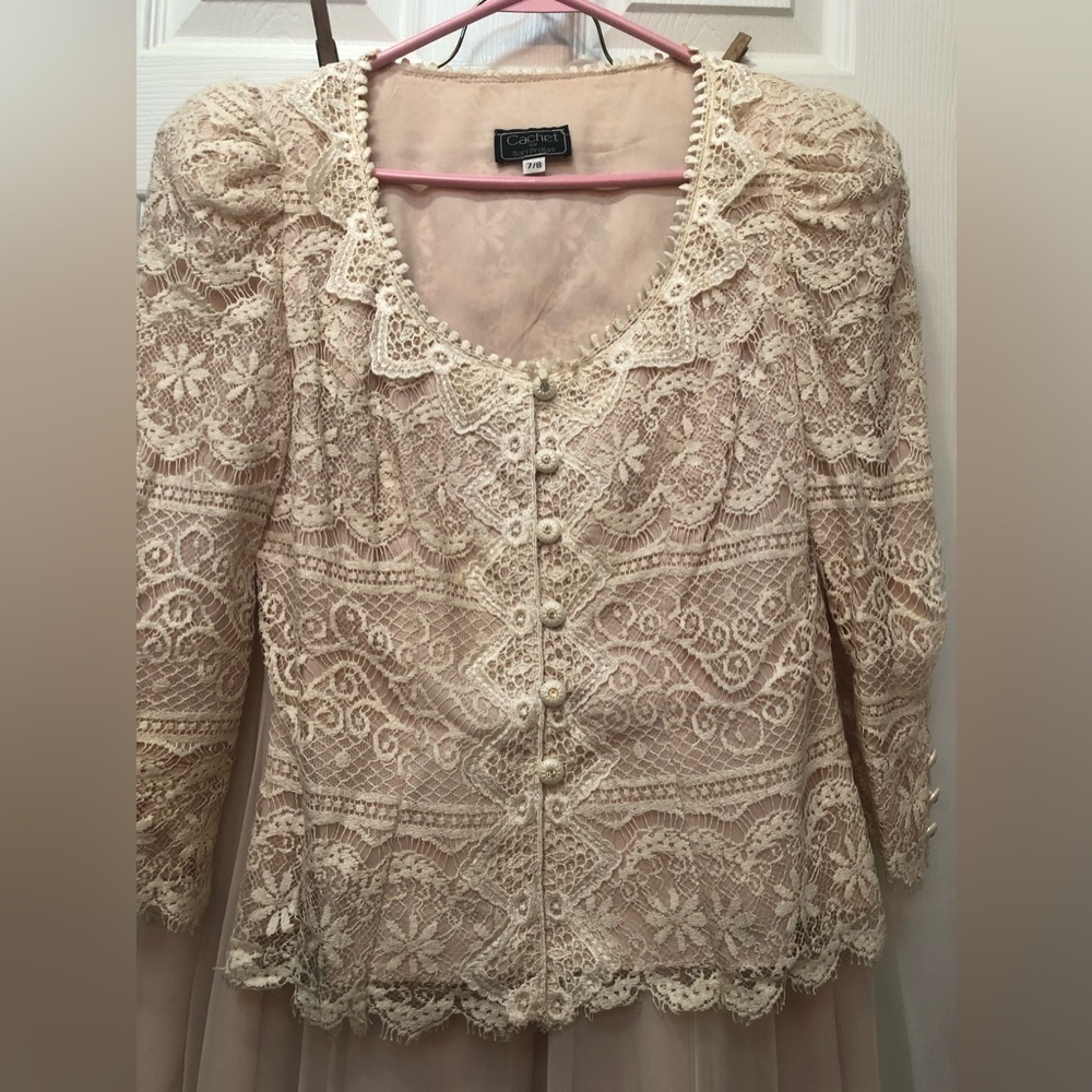 CACHET—TWO PIECE SPECIAL OCCASION JACKET AND SKIRT ENSEMBLE - Picture 3 of 4